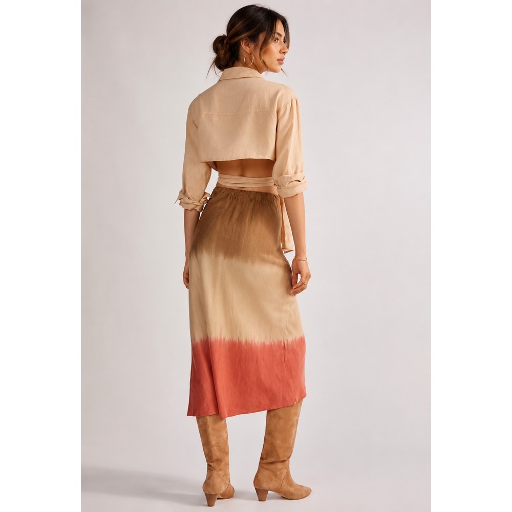 ANTHROPOLOGIE CLOTH & STONE Women's Midi Skirt MEDIUM Pull On Ombré Tie Dye - Picture 7 of 10